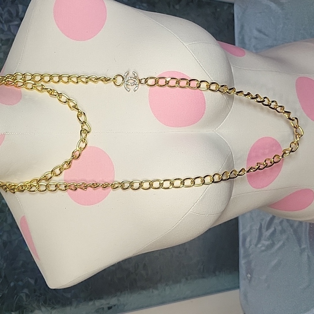 Chanel Vintage Gold Chain Extra Long Rhinestone CC Layering Necklace 03S - Picture 10 of 12